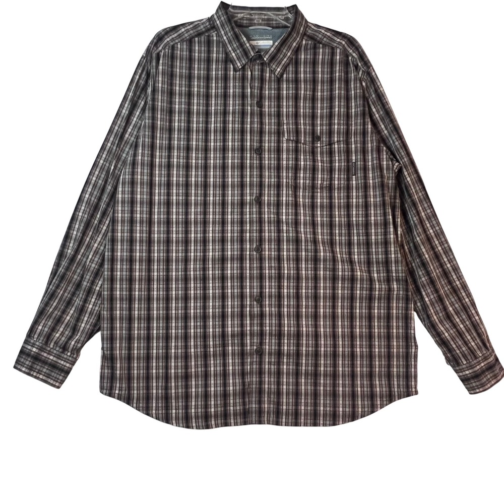 Columbia Mens Large Plaid Button Down Long Sleeve Shirt Hiking Casual Fishing